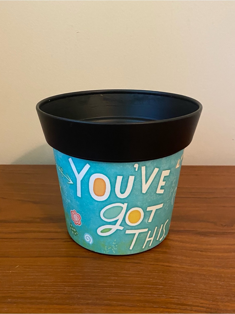 🍀Inspirational 'You've Got This' Decorative Planter - Teal & Black